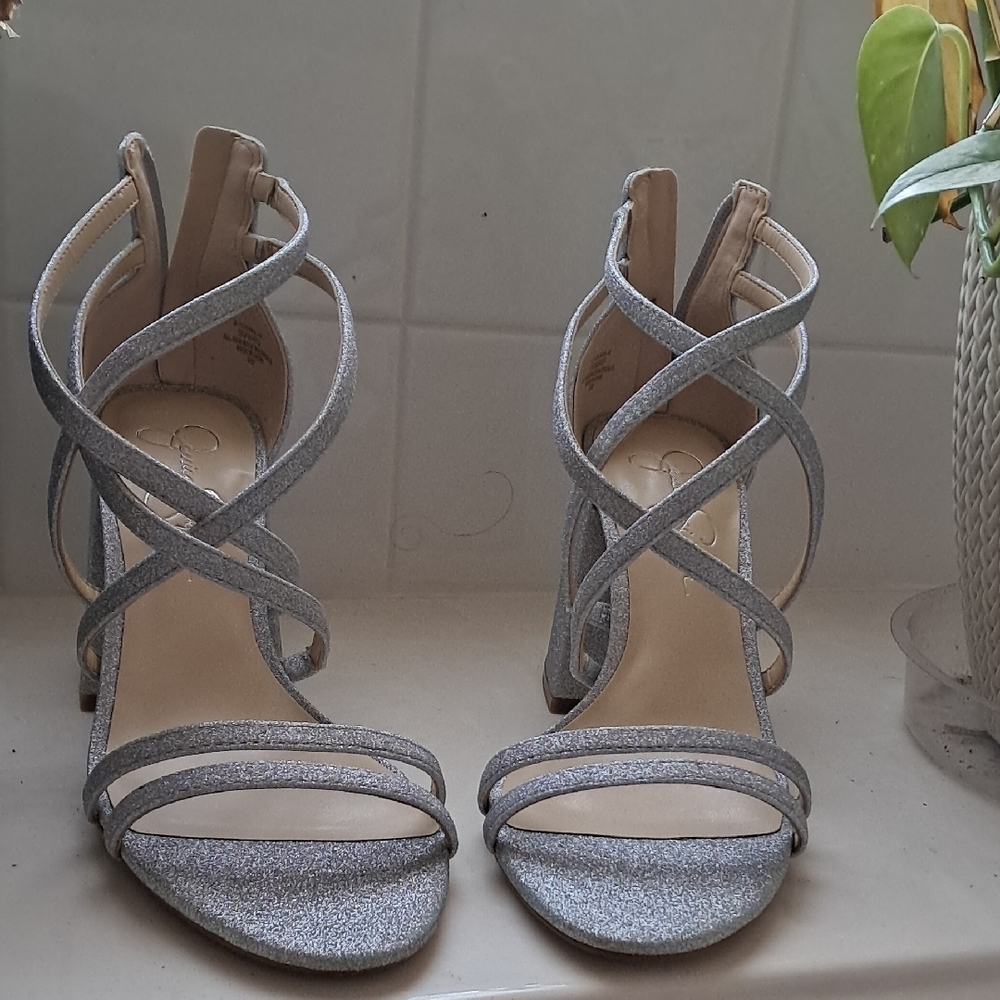 Silver Strappy Heels